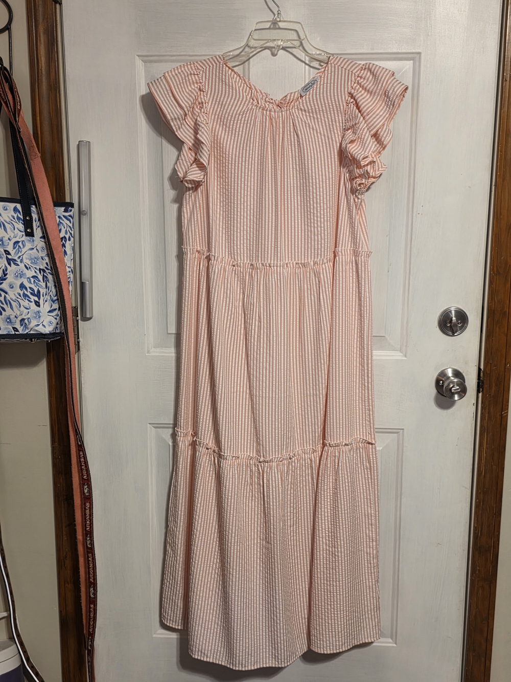 Mud Pie Pink Striped Tiered Maxi Dress